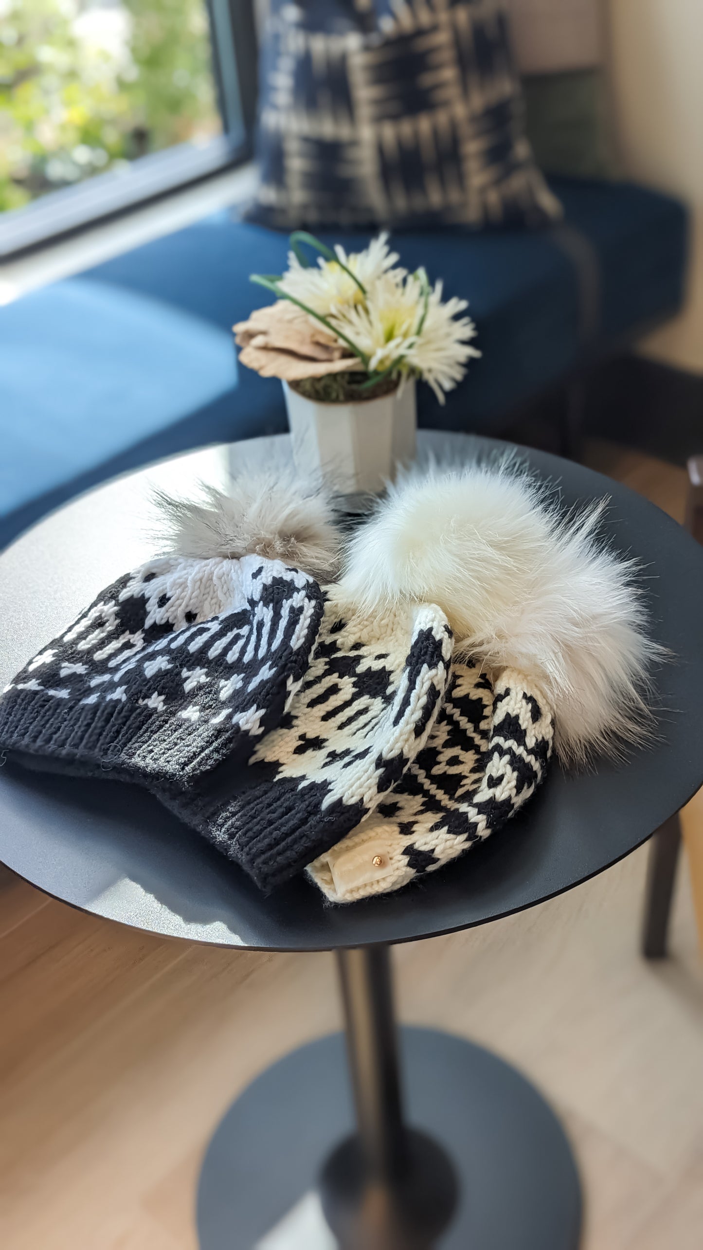 Luxury Black and White Wool Hat