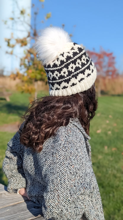 "Messy Head" Child Size Winter Hat | Black & White