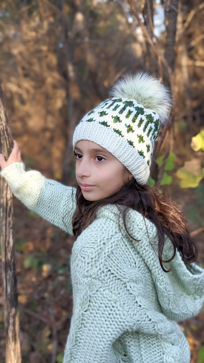 "Messy Head" Child Size Winter Hat | Removable Pom Pom