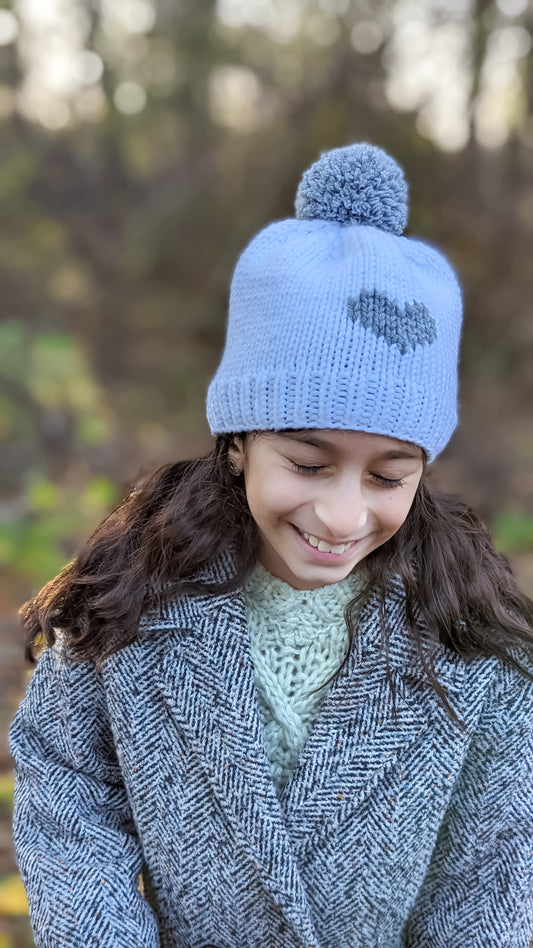 "Lovee" Beanie with gray heart