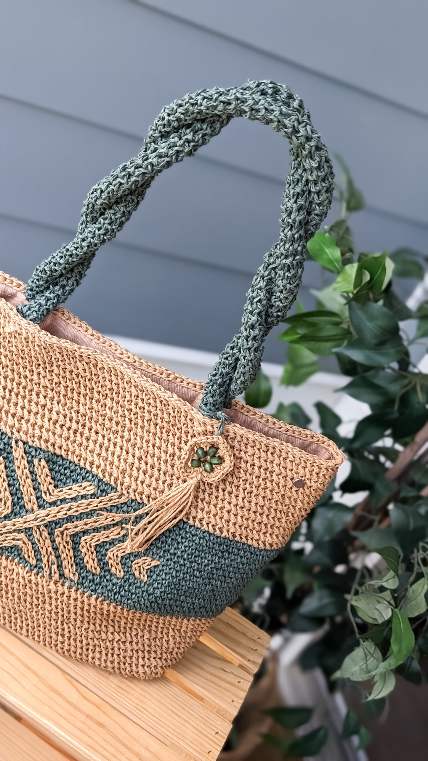 Seaside Serenity Tote | Crochet Handmade Beach Bag | Boho Crochet Bag with sewn detail