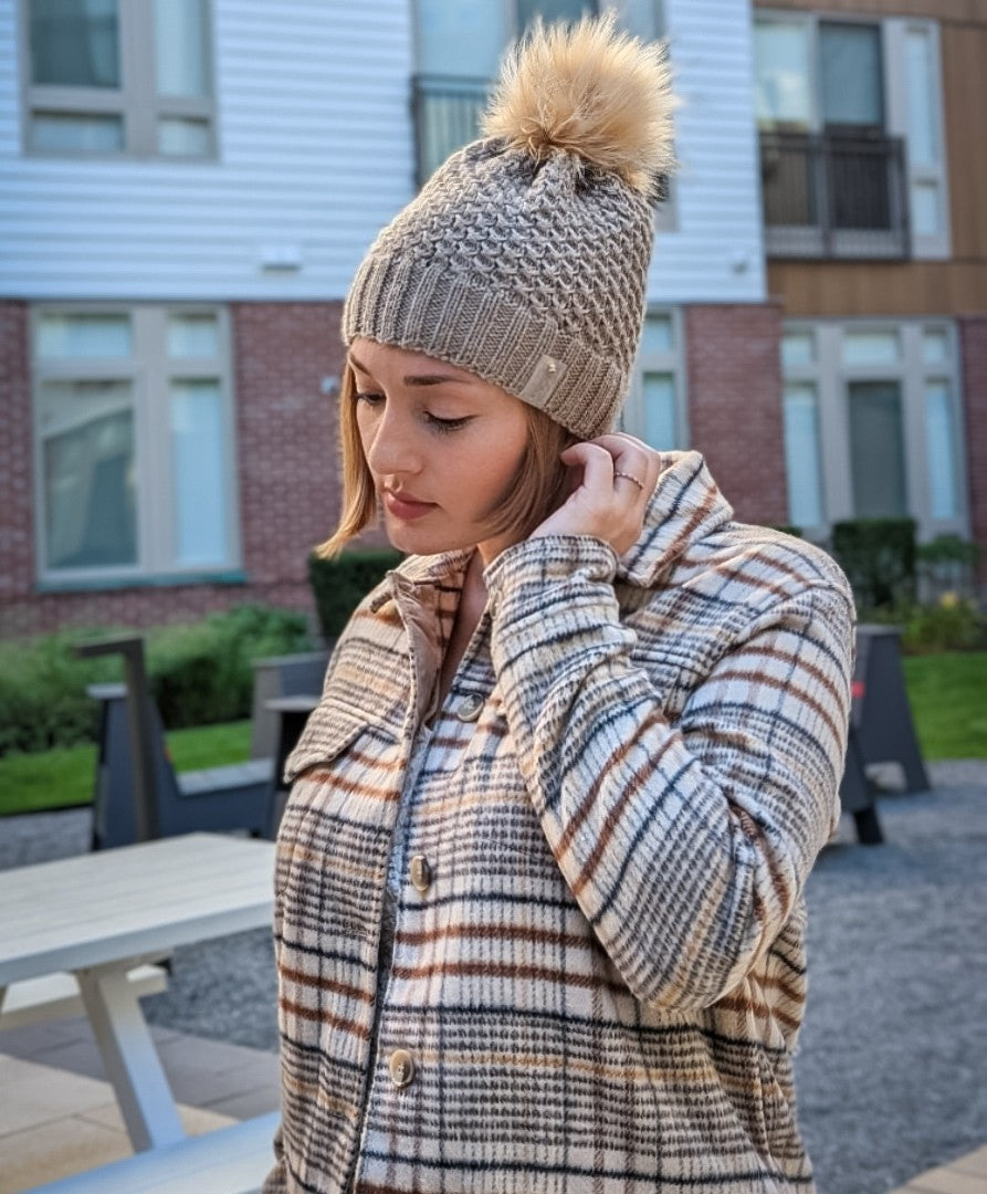 Myrtle | Merino Wool Knit Hat | Removable Pom Pom